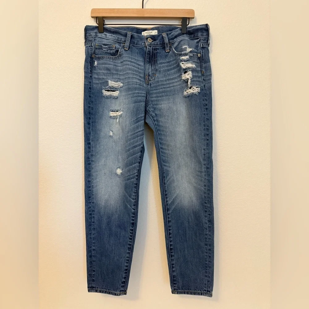 Abercrombie & Fitch Women’s Destroyed Straight Leg Jeans